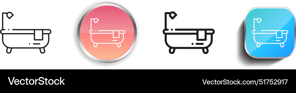 Bathtub icon thin linear regular and button style Bathtub icon thin linear regular and button style Vector Image