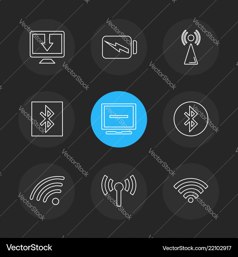 Battery wifi network infrared signals web vector image