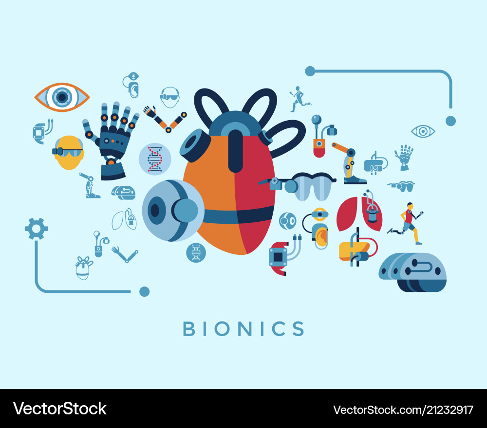 Bionics and artificial intelligence icon set Bionics and artificial intelligence icon set vector image