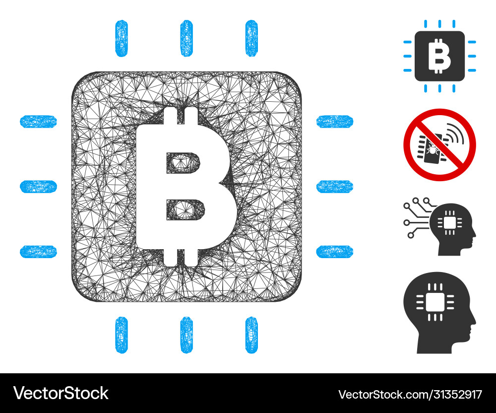 Bitcoin chip web mesh vector image