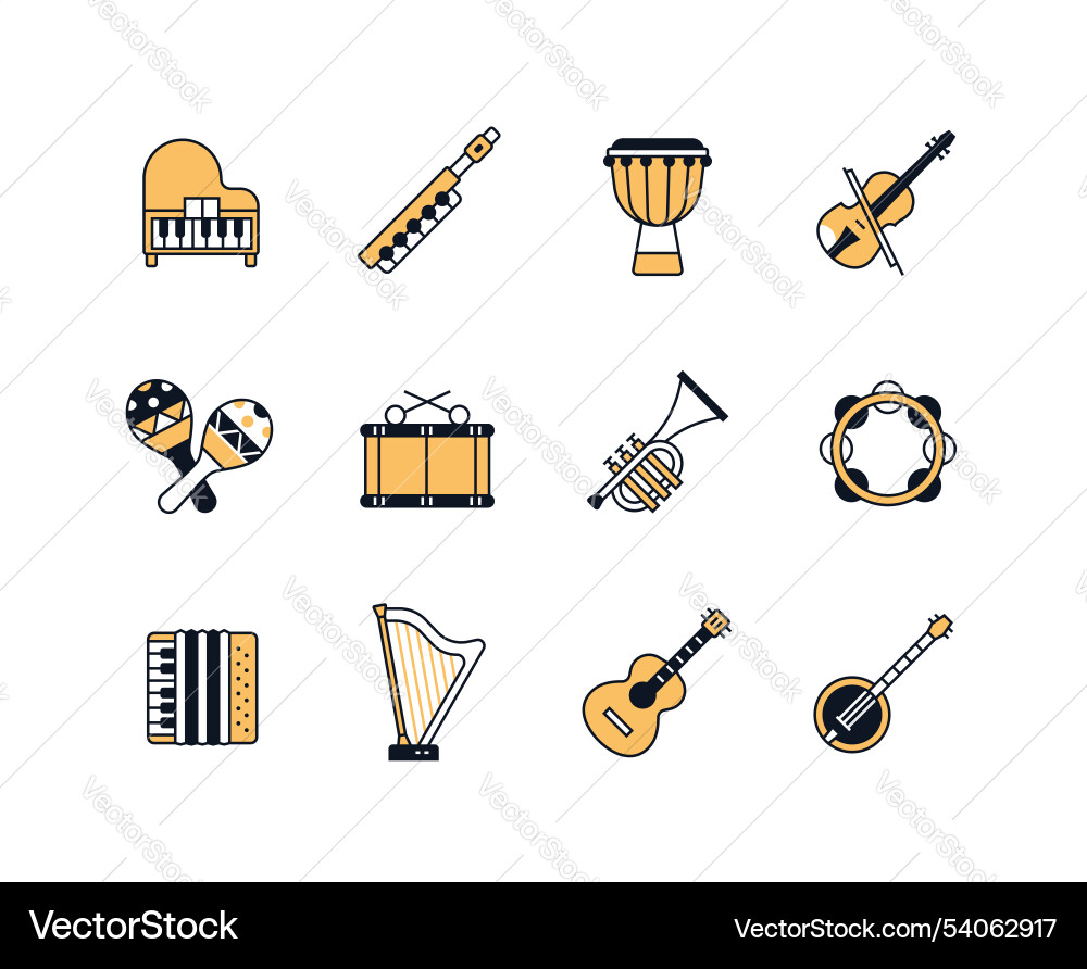 Classical musical instruments - line design style Classical musical instruments - line design style vector image