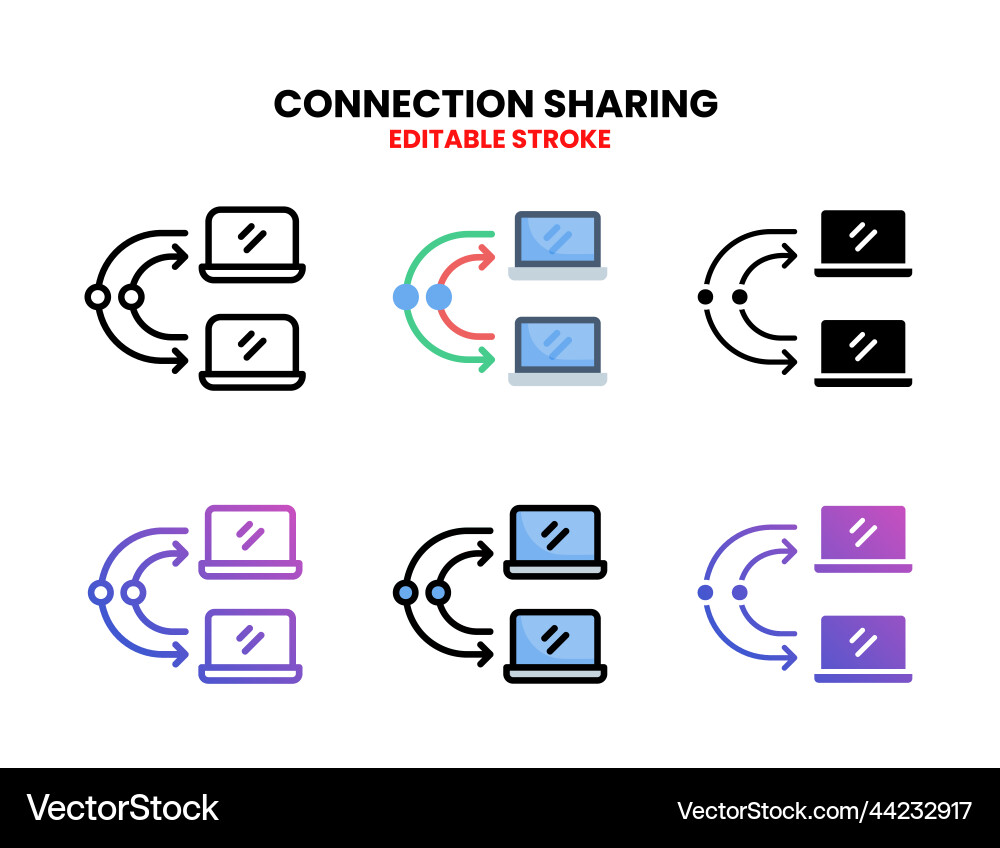 Connection computer icon set with different style Connection computer icon set with different style vector image