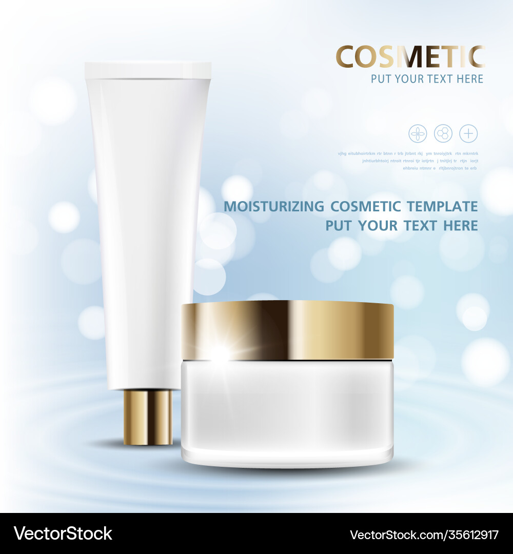 Cosmetic product poster bottle package design Cosmetic product poster bottle package design vector image