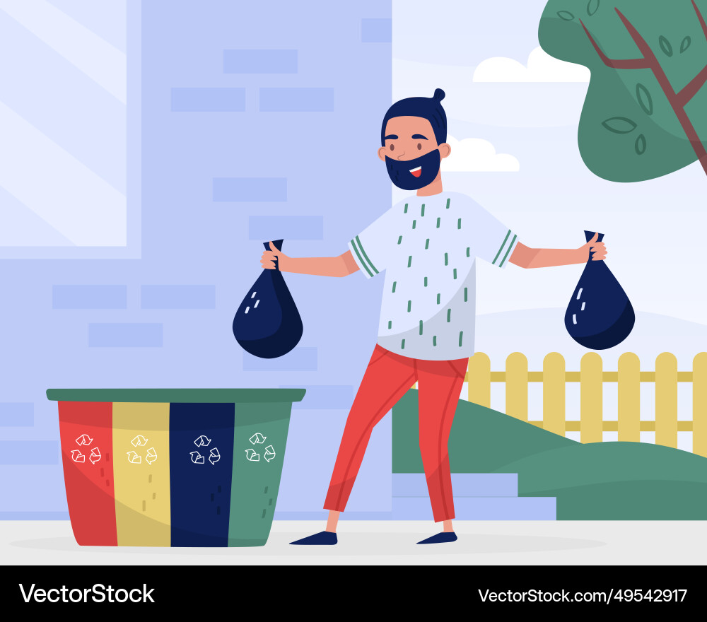 Eco and nature with happy man character sort Eco and nature with happy man character sort vector image