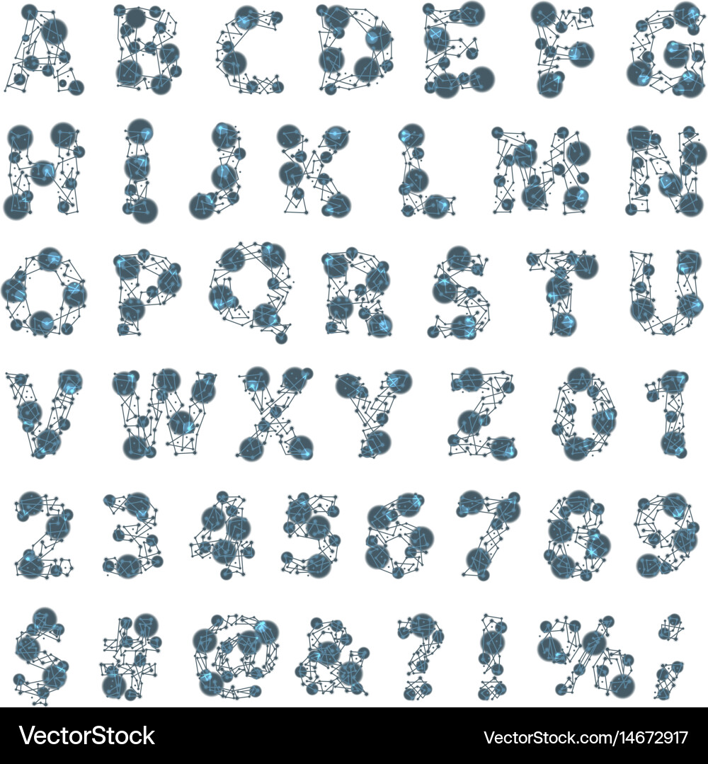 Font space alphabet typeface script with minimal vector image