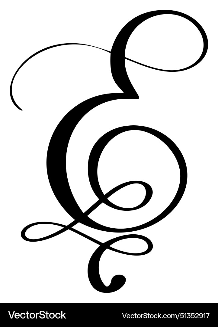 Hand drawn calligraphy letter e script Royalty Free Vector