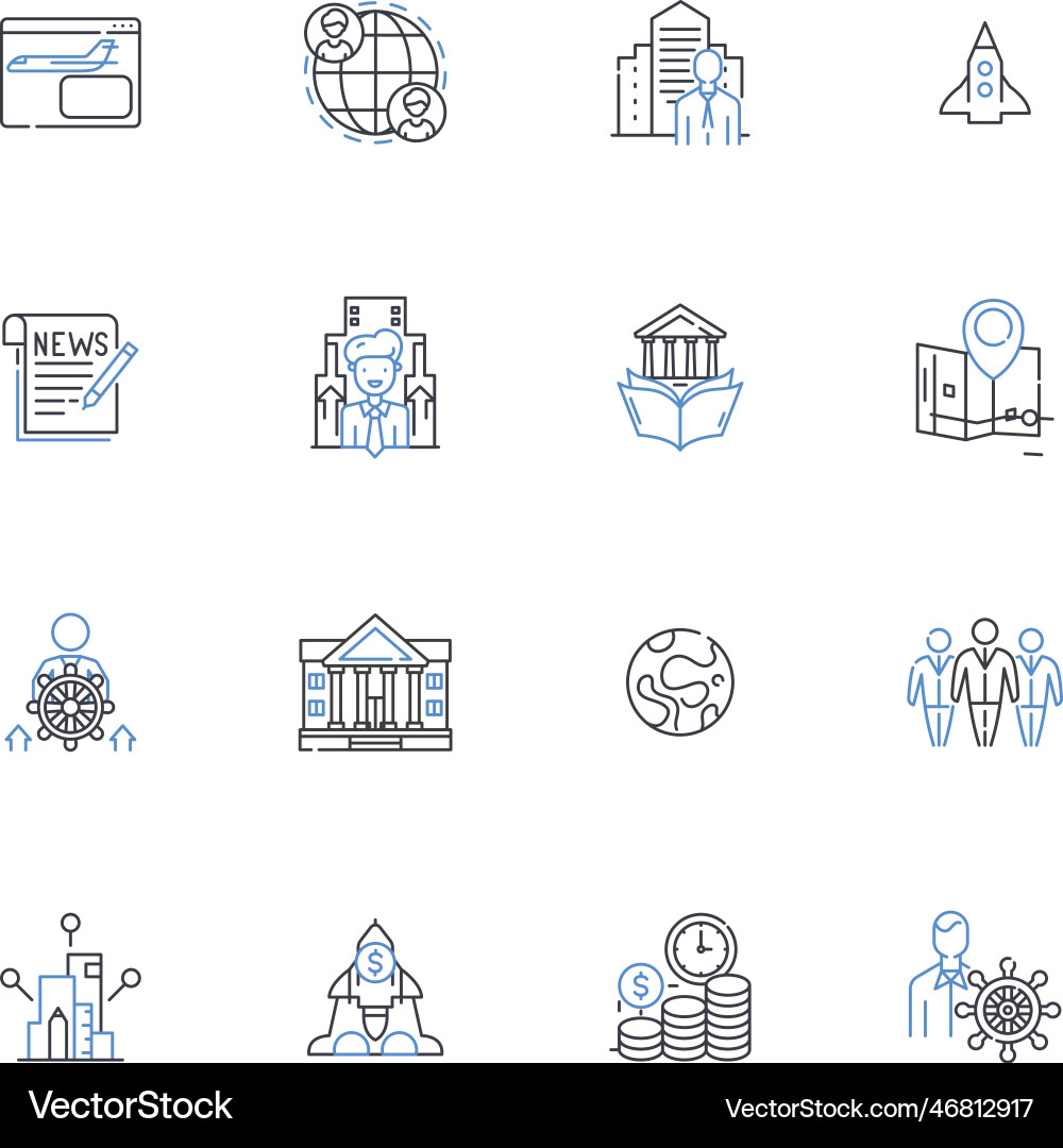 Influence power line icons collection dominance Influence power line icons collection dominance vector image