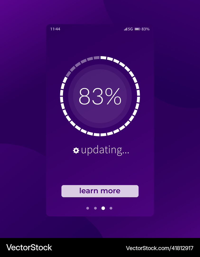 Progress screen updating mobile app interface vector image