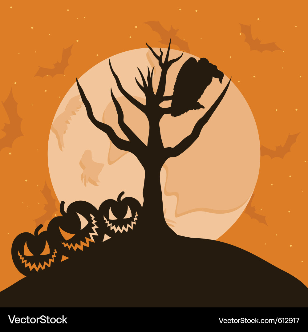 Raven in a tree Vector Image