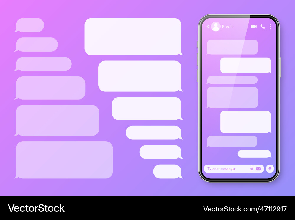 Realistic smartphone with messaging app Realistic smartphone with messaging app Vector Image