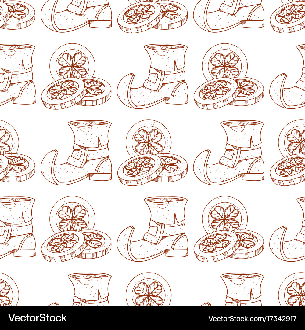 Seamless pattern coins with the image of clover vector image