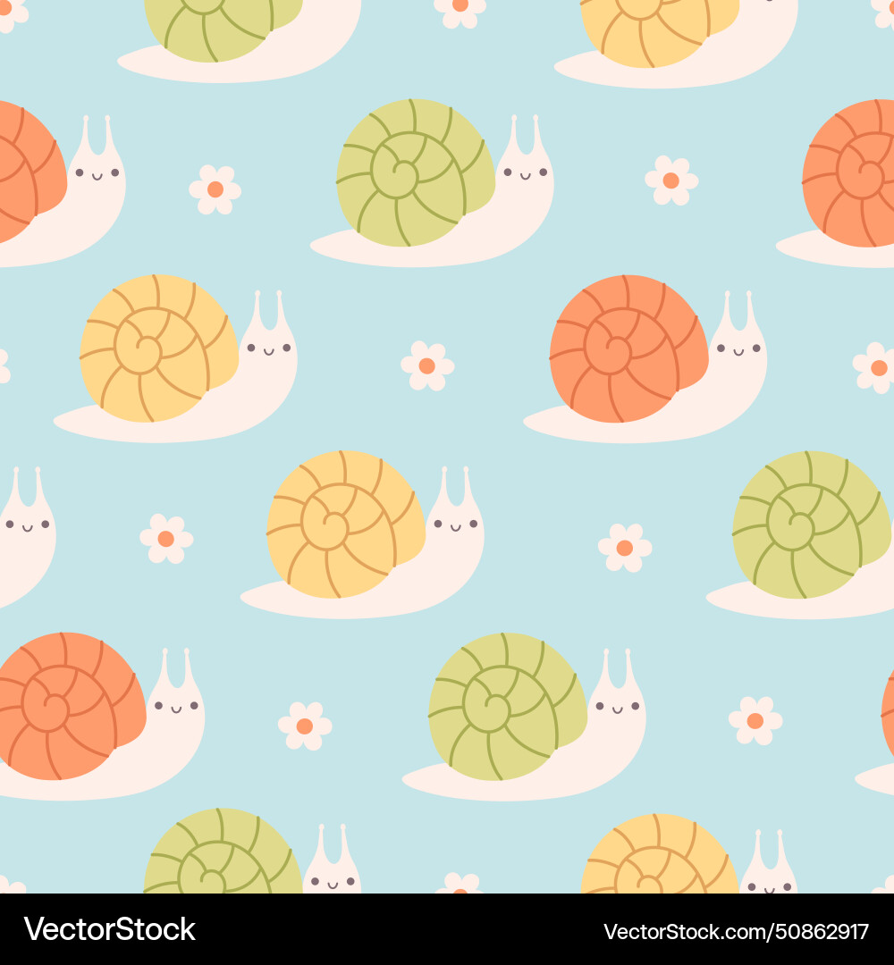 Seamless pattern with cute snails spring Seamless pattern with cute snails spring vector image