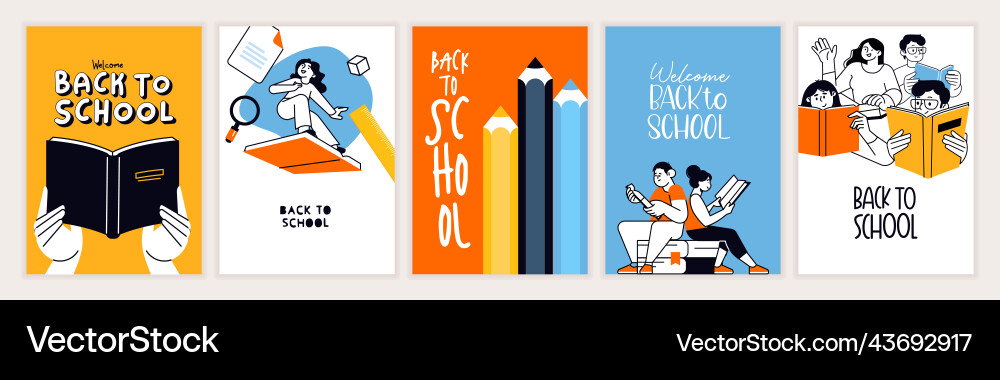 Set of back to school posters Set of back to school posters vector image