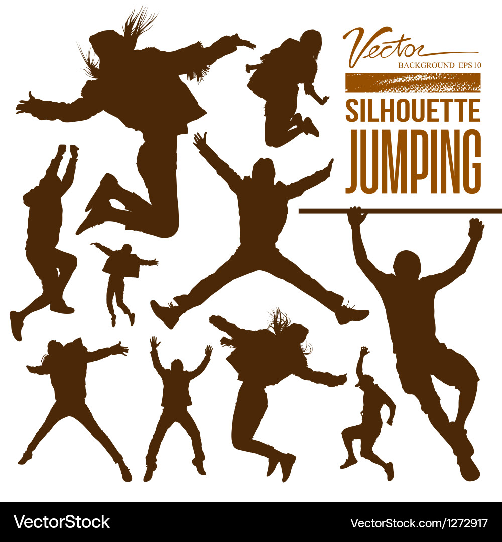 Silhouette Jumping People Vector Image