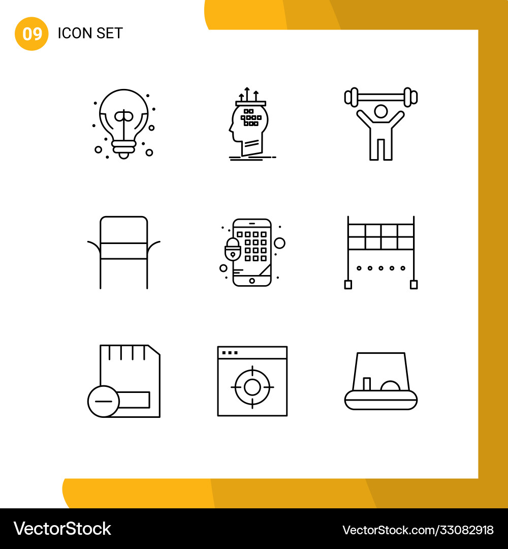 9 universal outlines set for web and mobile Vector Image