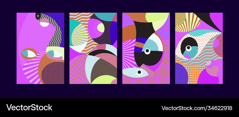 Abstract colorful geometric and curvy pattern Vector Image
