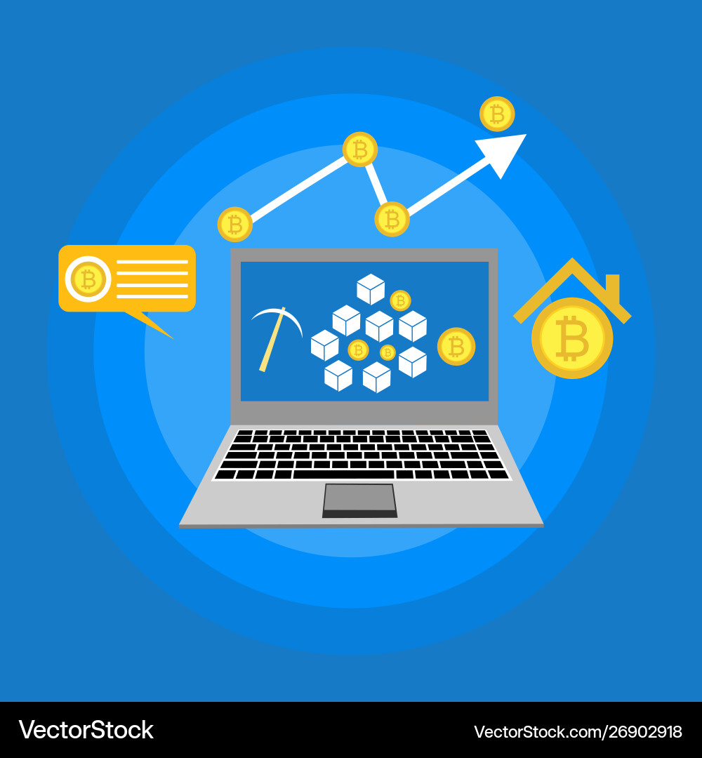 Blockchain scheme mining crypto currency server vector image