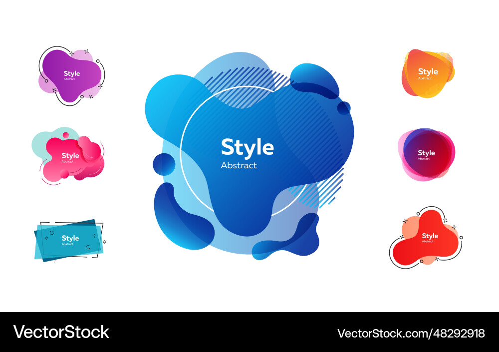 Bright multi layer irregular shapes set Bright multi layer irregular shapes set vector image