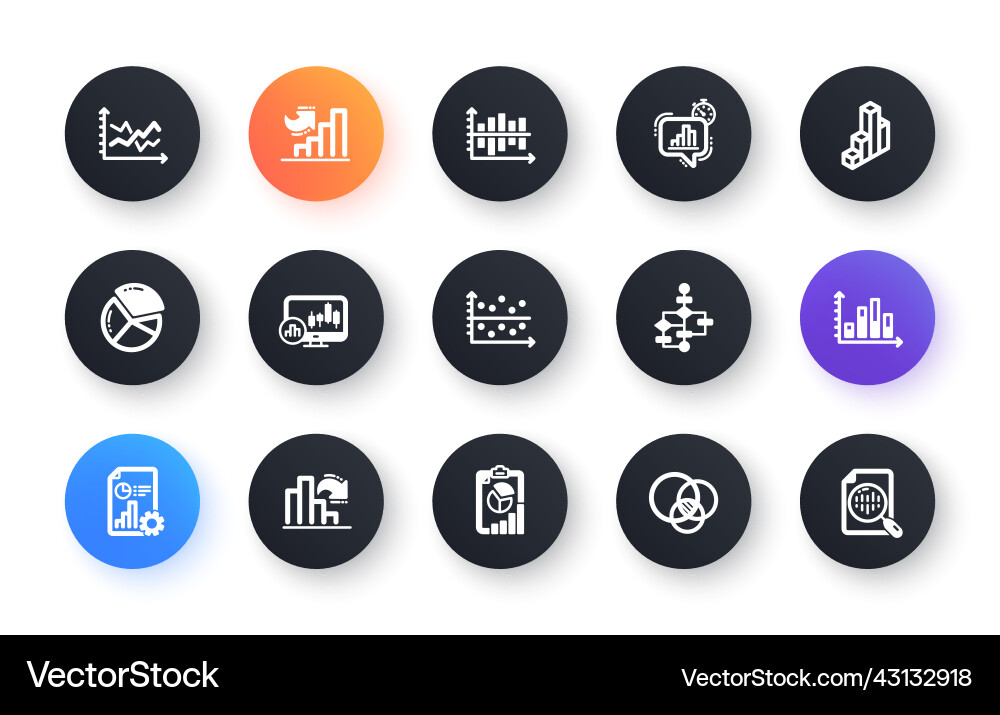 Charts and graphs icons infochart block diagram Charts and graphs icons infochart block diagram vector image