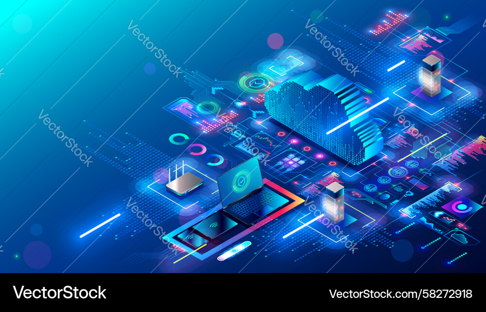 Cloud Computing & Data Network Vector Image