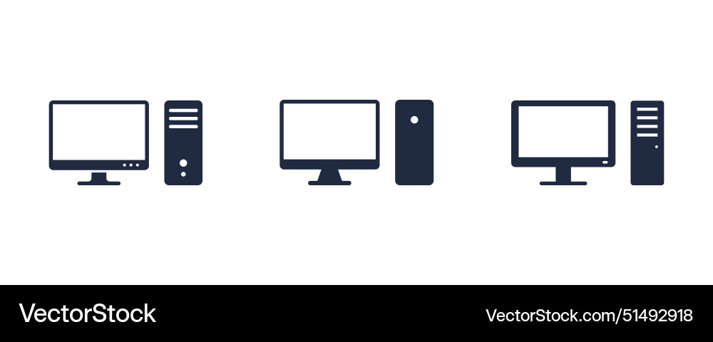 Computer desktop icon set and pc collection Computer desktop icon set and pc collection vector image