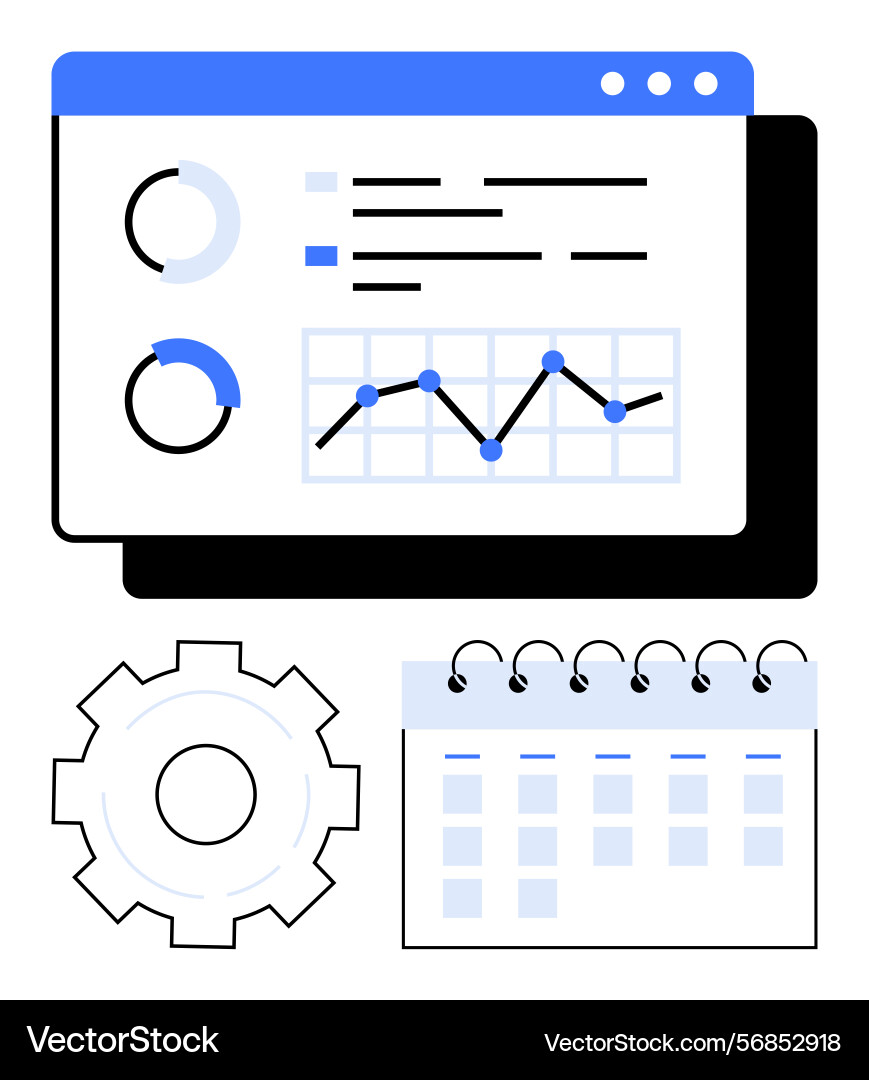 Data analysis dashboard with graphs calendar Data analysis dashboard with graphs calendar vector image