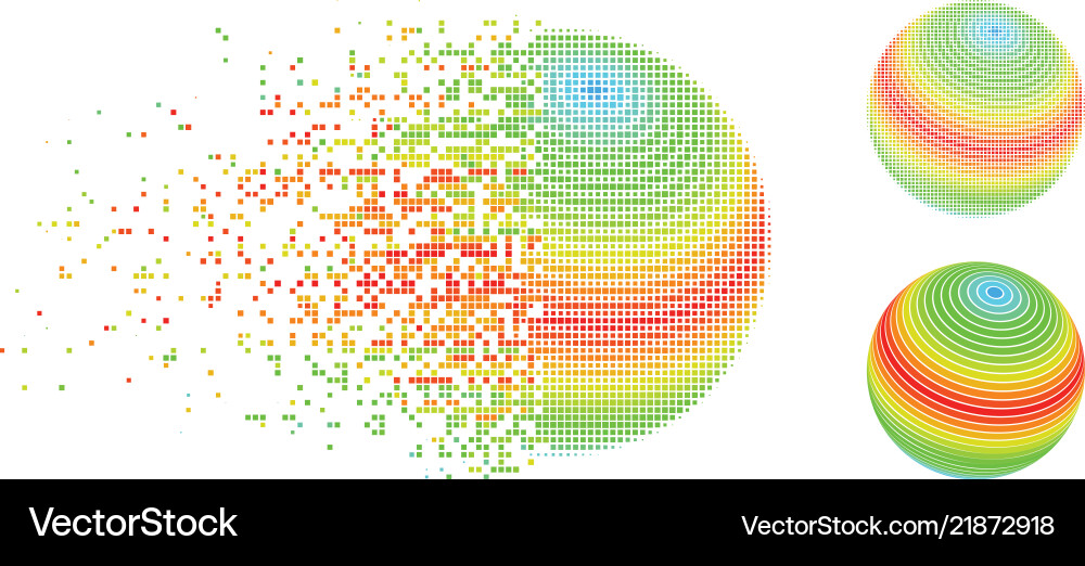 Decomposed dot halftone abstract sphere spectrum Decomposed dot halftone abstract sphere spectrum vector image
