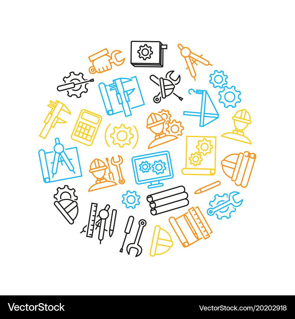 Engineering Thin Line Toolkit vector image