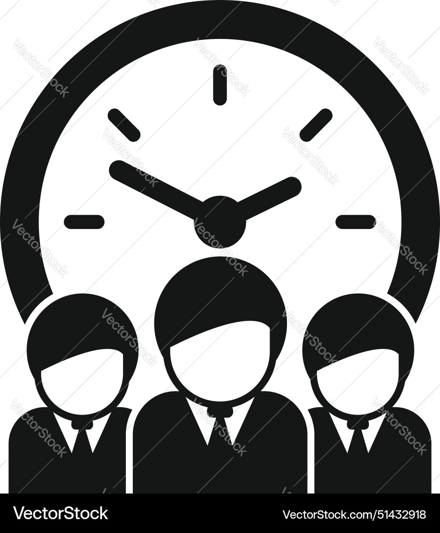 Flat design icon featuring a clock and three Vector Image