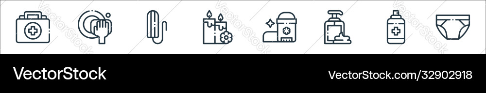 Hygiene routine line icons linear set quality Hygiene routine line icons linear set quality vector image