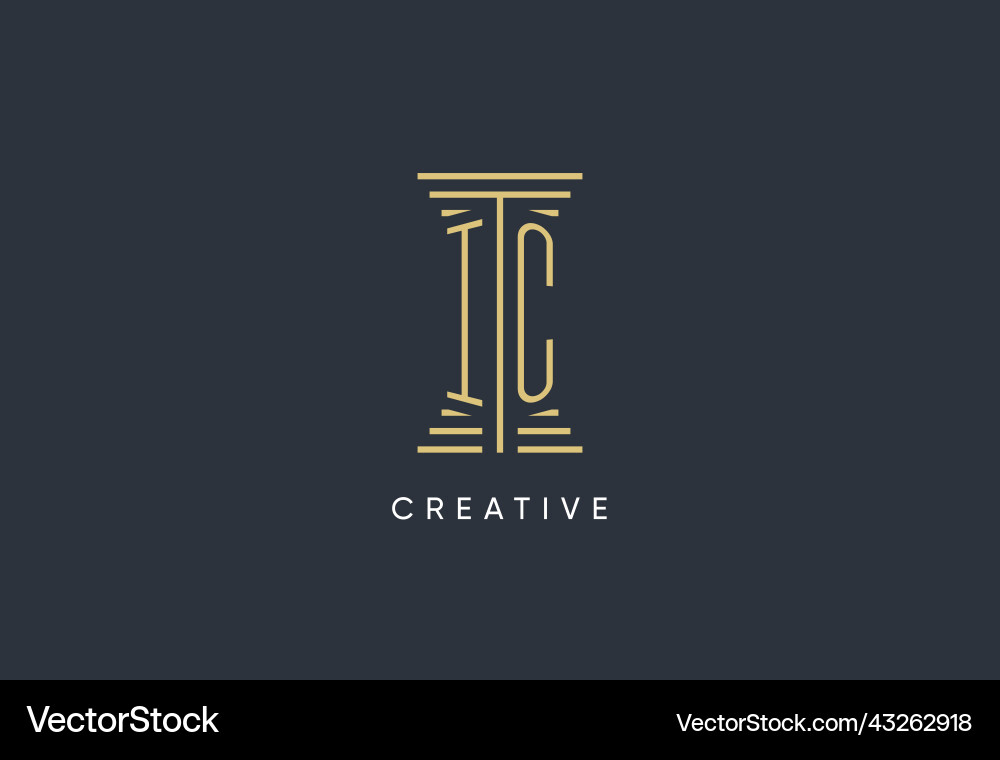 Ic initial monogram with pillar shape logo design vector image