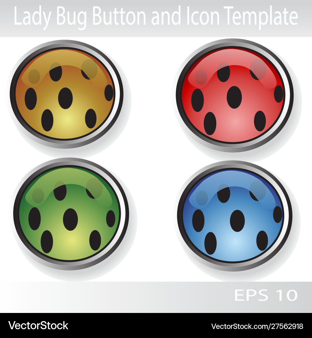 Lady bug button and icon template vector image