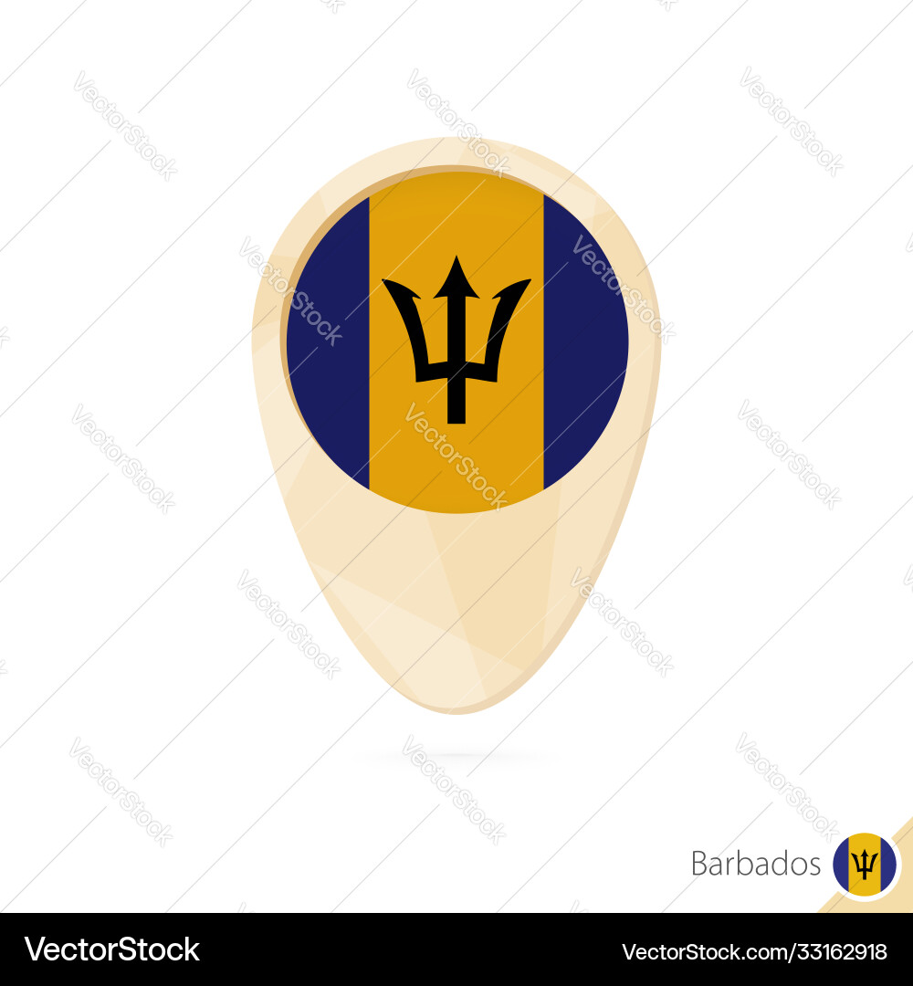 Map pointer with flag barbados orange abstract vector image