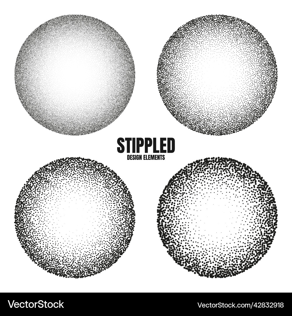 Round shaped dotted objects stipple elements Round shaped dotted objects stipple elements vector image