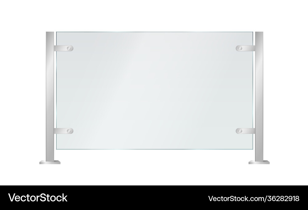 Section glass fences with metal tubular railing Section glass fences with metal tubular railing vector image