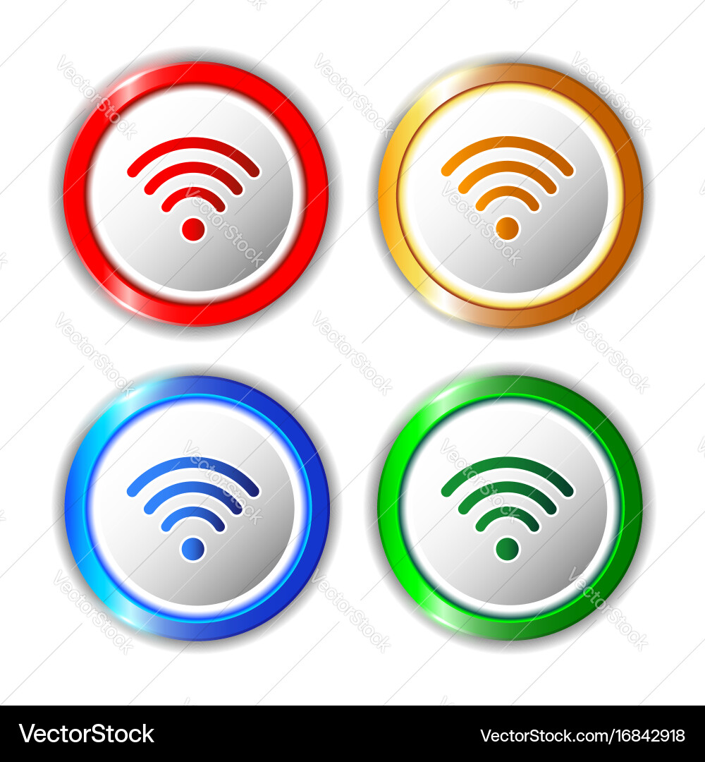 Set of different wifi icons buttons for design vector image