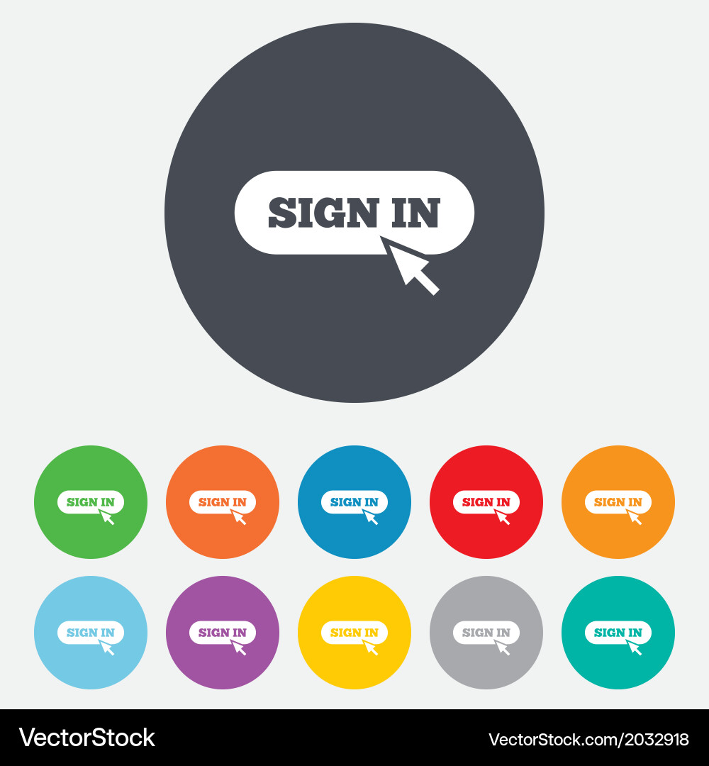 Sign in with cursor pointer icon login symbol vector image