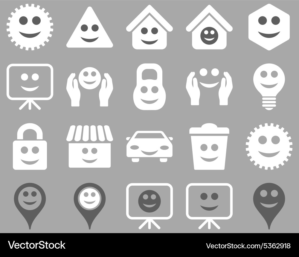 Tools options smiles objects icons Vector Image