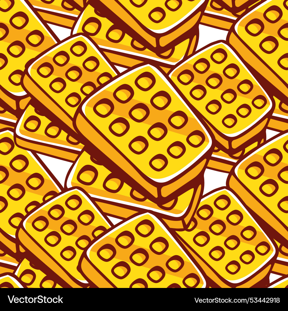 Waffle pattern in cartoon style Waffle pattern in cartoon style vector image