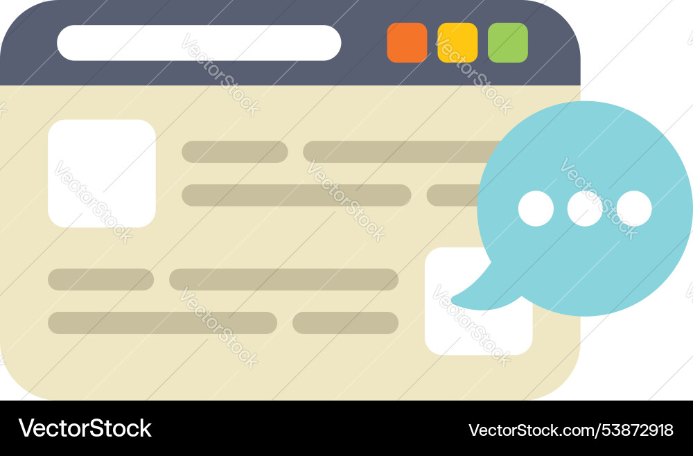 Website showing online communication with speech Website showing online communication with speech vector image