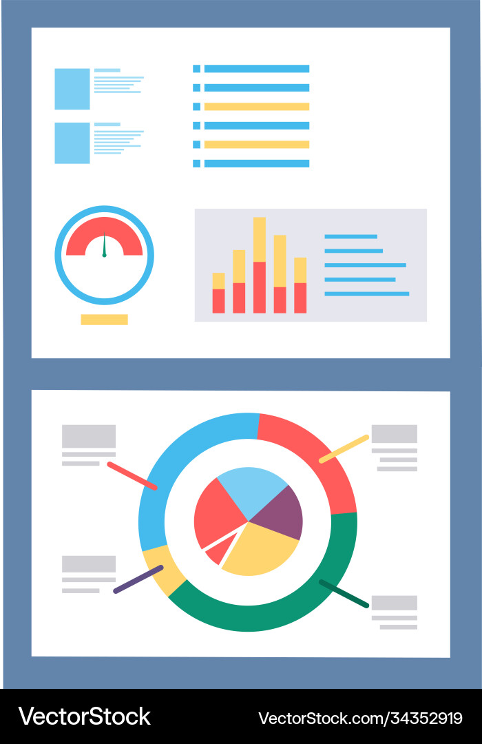 Analytics diagrams and graphics on data board Analytics diagrams and graphics on data board Vector Image