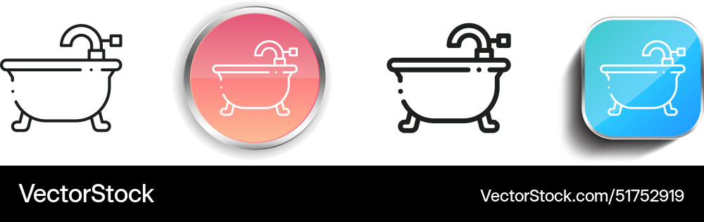 Bathtube icon thin linear regular and button vector image