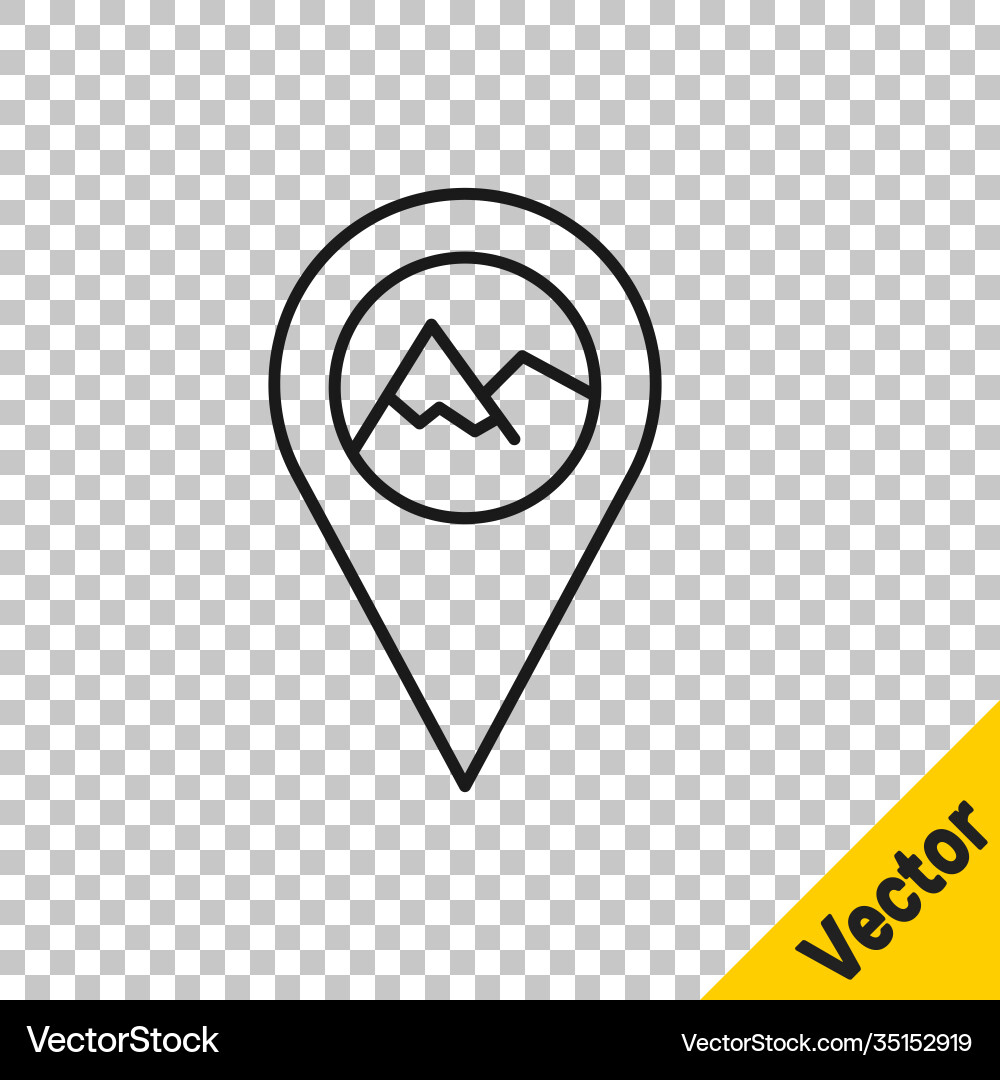 Black line map pointer with mountain icon isolated Black line map pointer with mountain icon isolated vector image