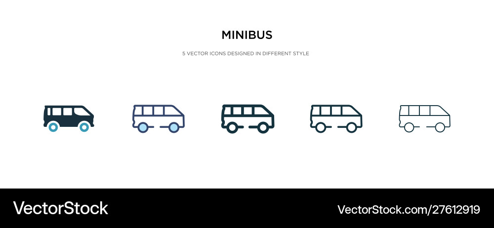 Bus Icon Set - Multiple Styles vector image