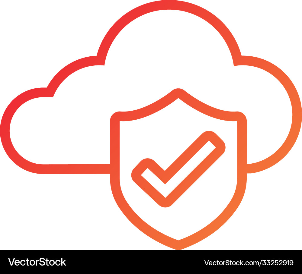 Cloud computing with shield gradient style icon vector image