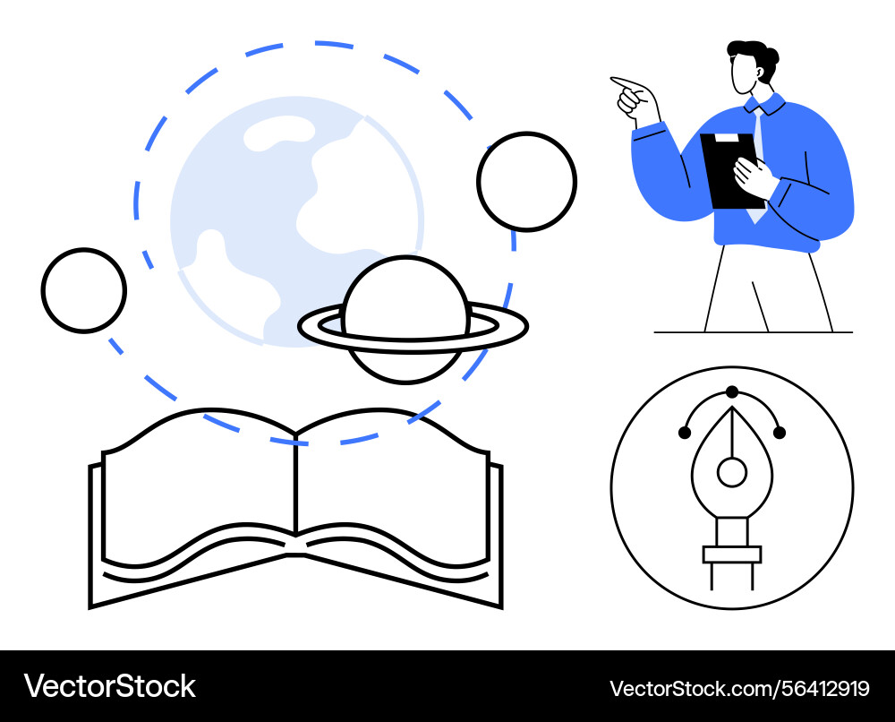 Conceptual learning with books space exploration Conceptual learning with books space exploration vector image