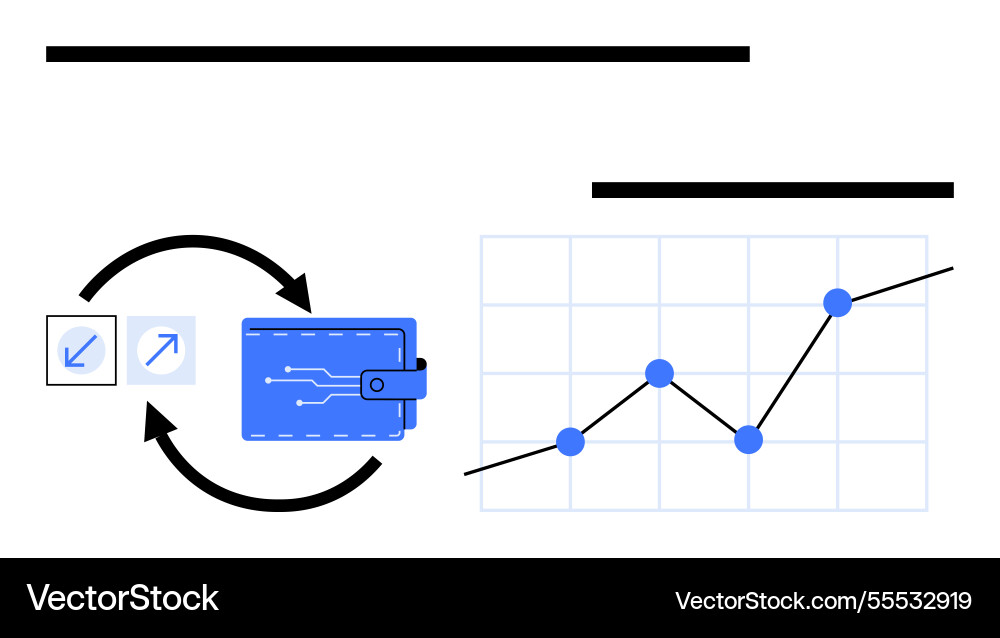 Digital wallet and data analytics with graph Digital wallet and data analytics with graph vector image