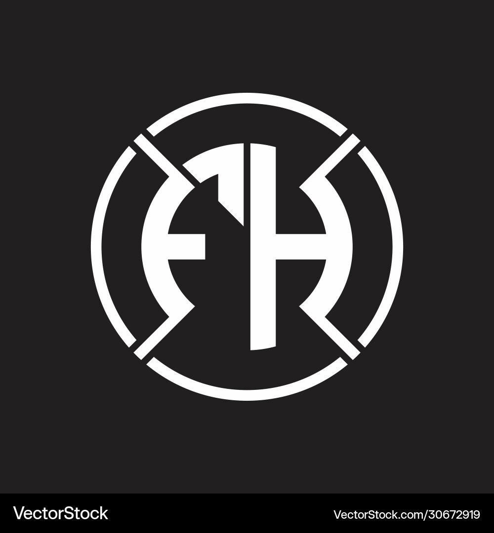 Fh logo monogram with four part circle slash vector image