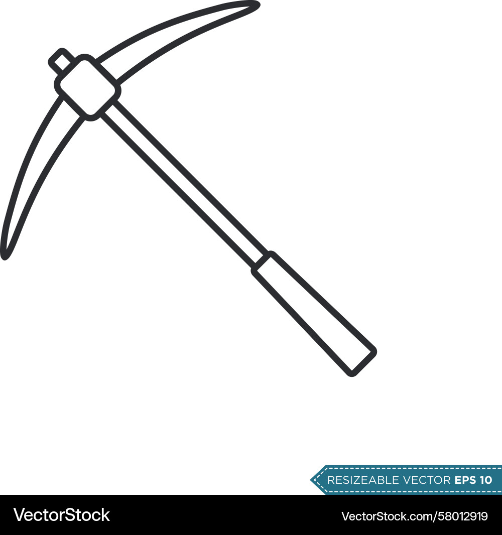 Flat Pickaxe Icon - Mining Tool Vector Image