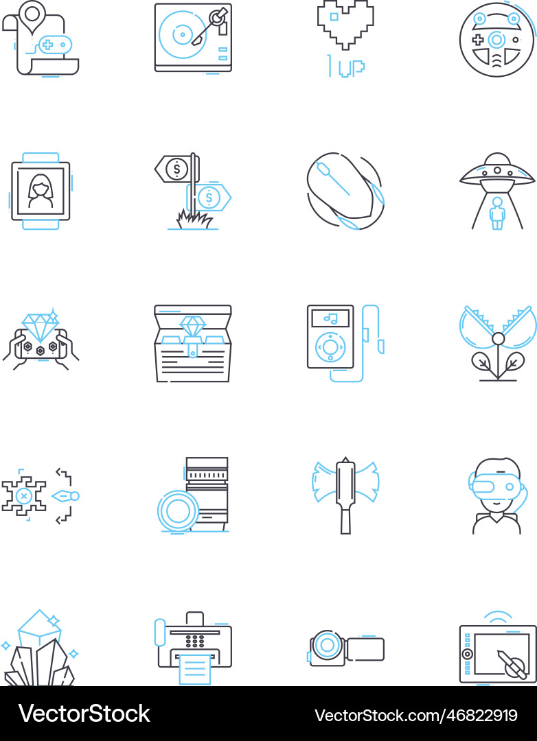 Game development sector linear icons set code vector image